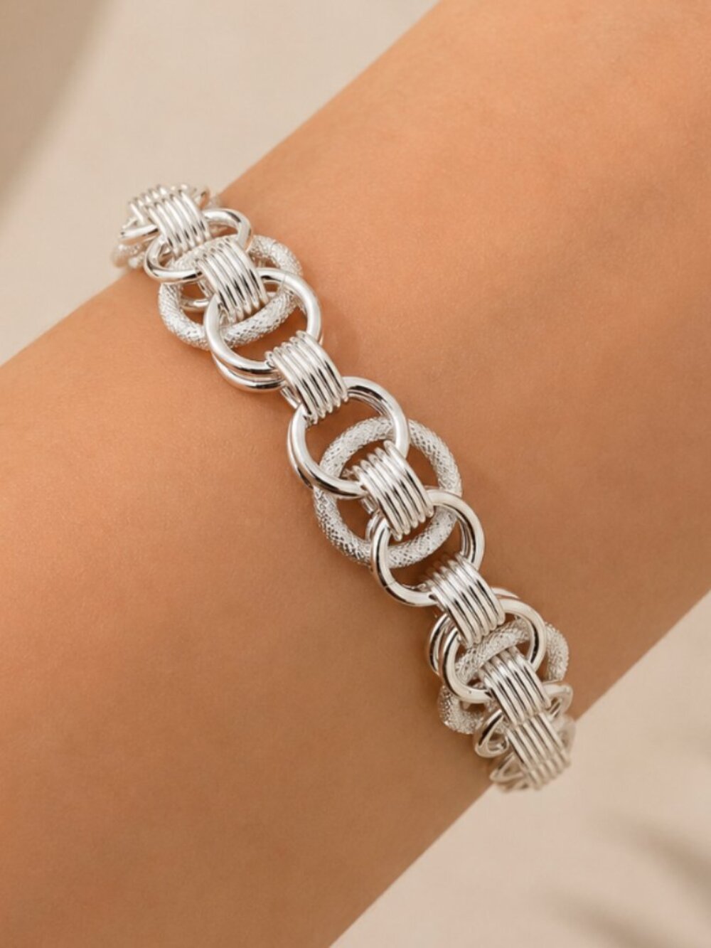 925 Sterling Silver Chunky Chain Link Bracelet Silver Toggle Statement Bracelet